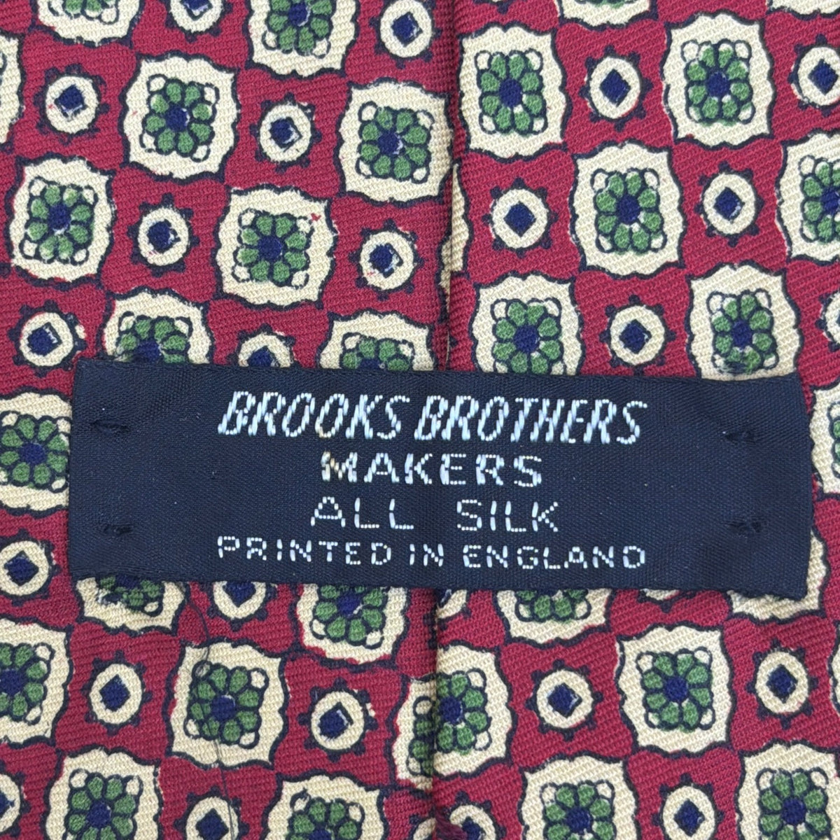 Vintage Brooks Brothers Red & Green All Silk Printed Tie England Retro Pattern