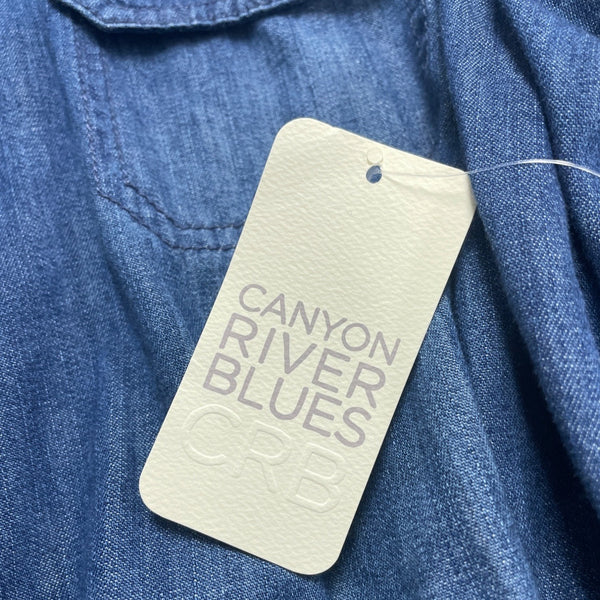 Carry On River Blues Women’s Blue Chambray Long Sleeve Tunic Shirt Size XL - New