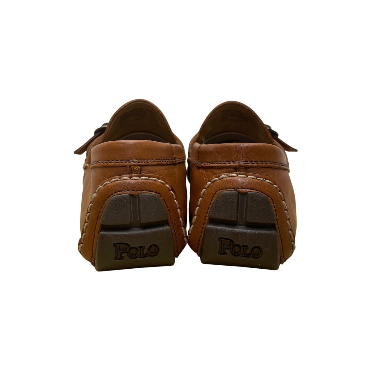 Polo Men’s Brown Leather Red/Blue Detail Slip On Terry Ribbon Loafers Size 11D