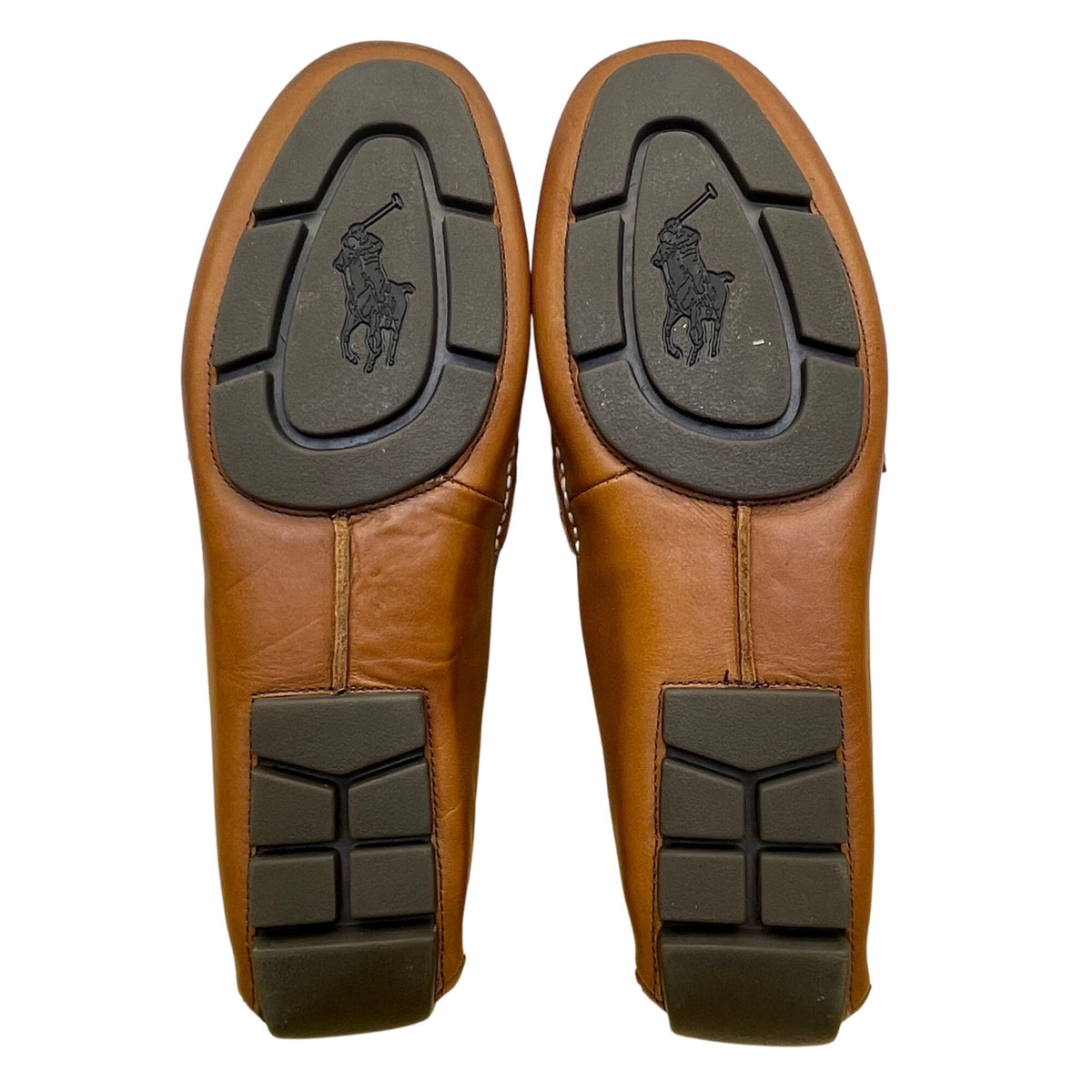 Polo Men’s Brown Leather Red/Blue Detail Slip On Terry Ribbon Loafers Size 11D