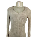 Freshman 1996 Women's Beige Strethcable Knit Bodycon Dress With V-Neck Size S