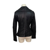 Michael Kors Womens Black Classic Leather Zip-Up Jacket Sz S