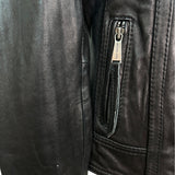 Michael Kors Womens Black Classic Leather Zip-Up Jacket Sz S
