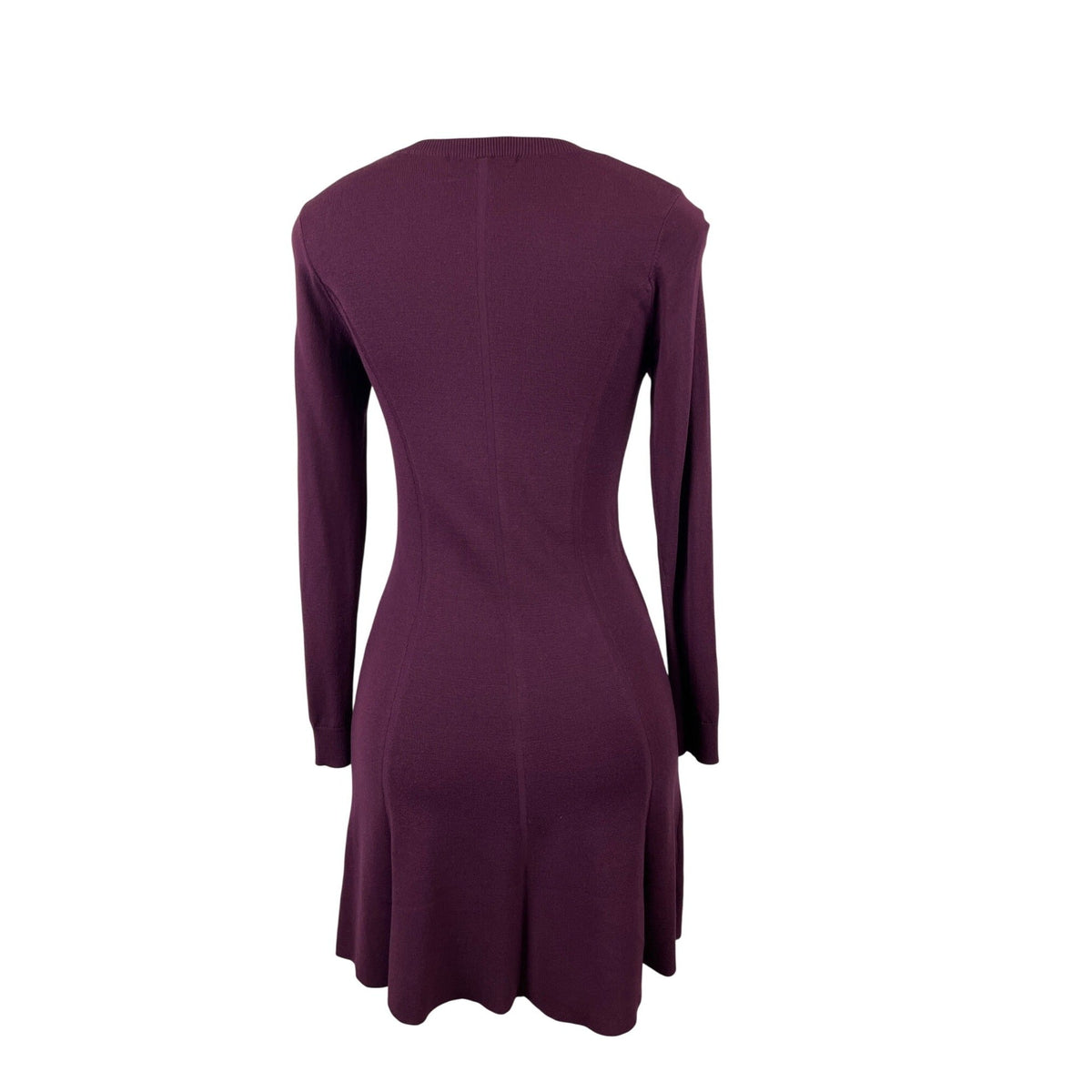 Ann Taylor Womens Burgundy Long Sleeve Fit & Flare Dress Sz XXS