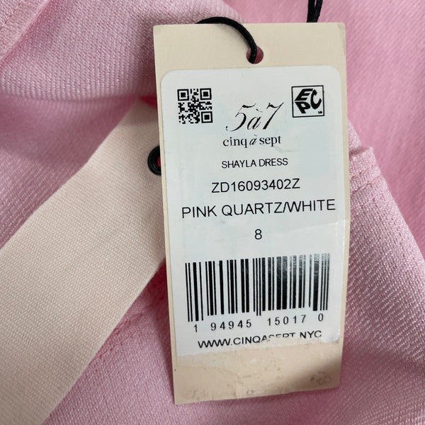 5a7 Pink Button-Front Mini Dress With Tie Straps & Pockets Size 8 - New