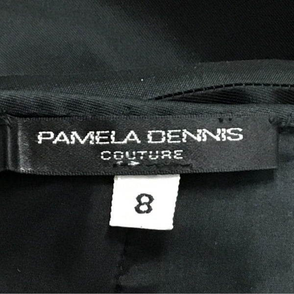 Pamela Dennis Womens Black Silk Pencil Skirt Elegant Couture Design Size 8
