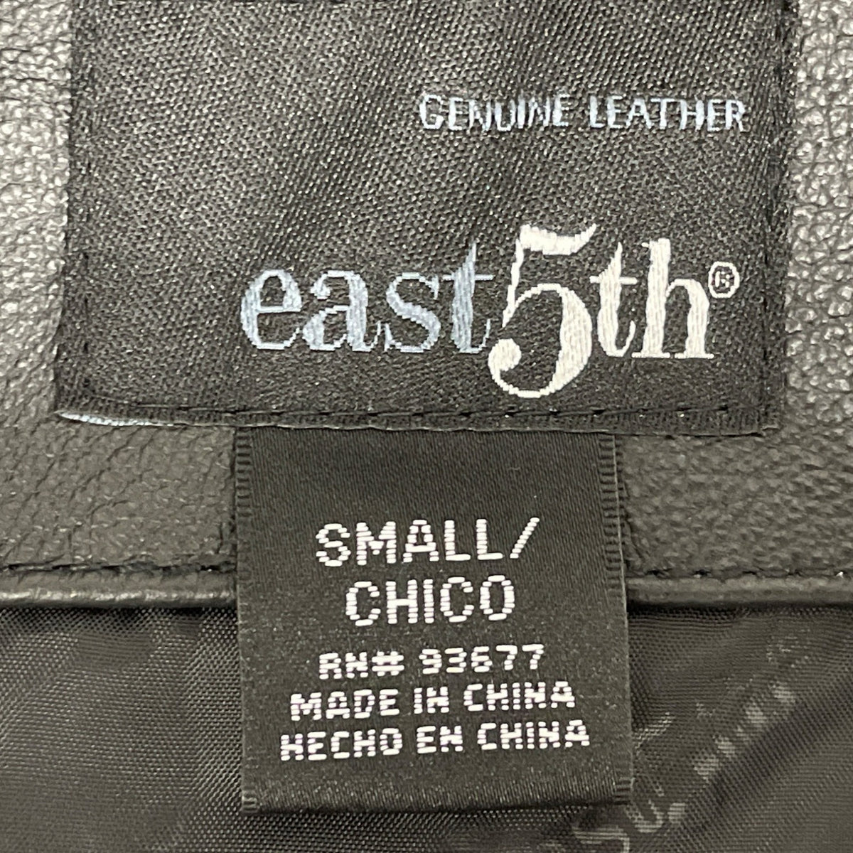 East 5Th Women's Black Zipped Leather Jacket With Pockets & Wing Collar Sz S