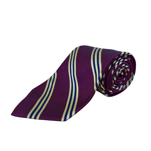 Vintage Brooks Brothers Purple Necktie Yellow & Blue Striped Design