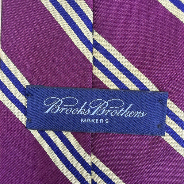 Vintage Brooks Brothers Purple Necktie Yellow & Blue Striped Design