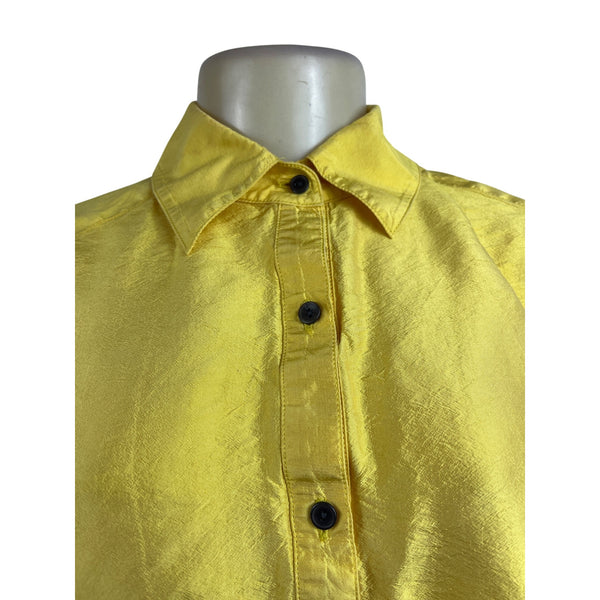 Neiman Marcus Exclusive Yellow Blouse Long Sleeve Button Up Style