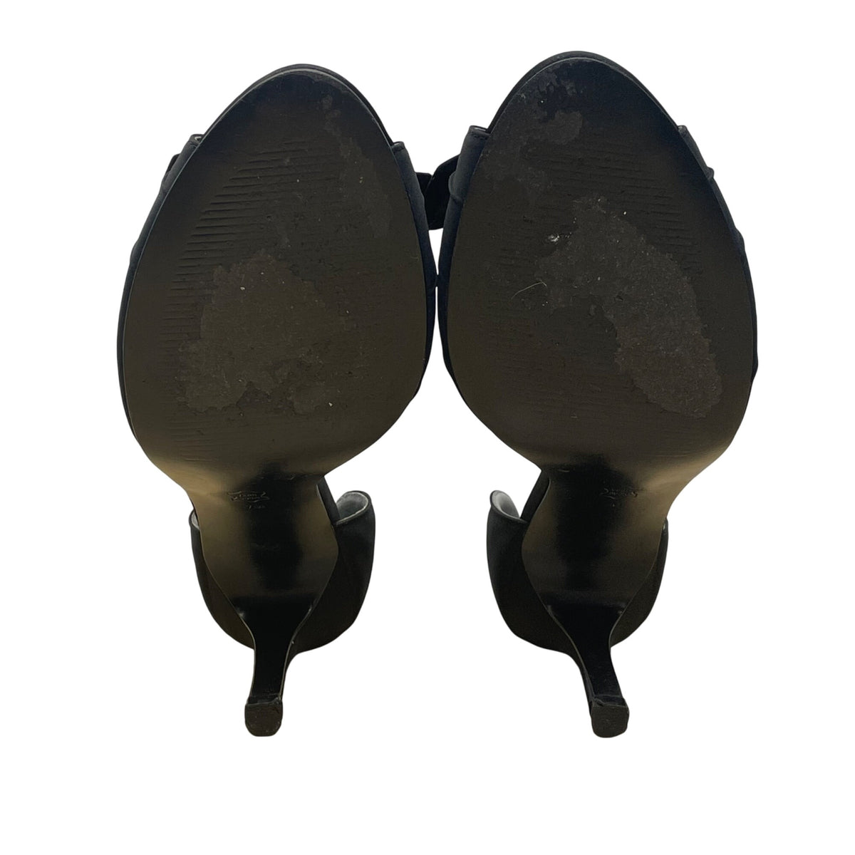 Kate Preston Women’s Black Satin Open-Toe Formal DOrsay Style Bow Heels Size 7M