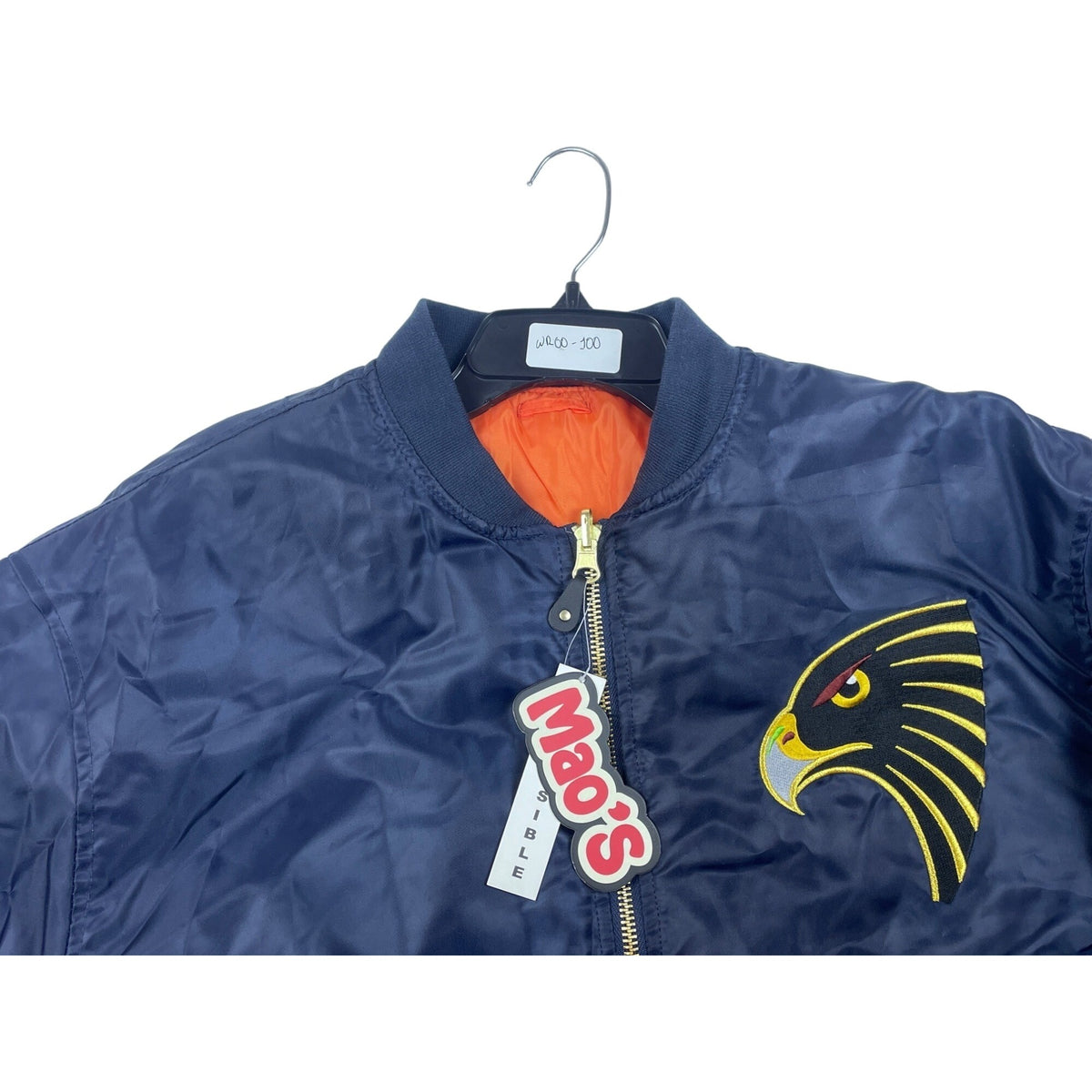 Men's Mao’s Eagle Blue and Orange Bomber Jacket Sz L - NWT