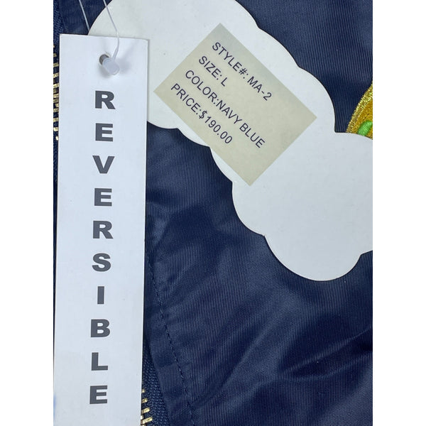 Men's Mao’s Eagle Blue and Orange Bomber Jacket Sz L - NWT