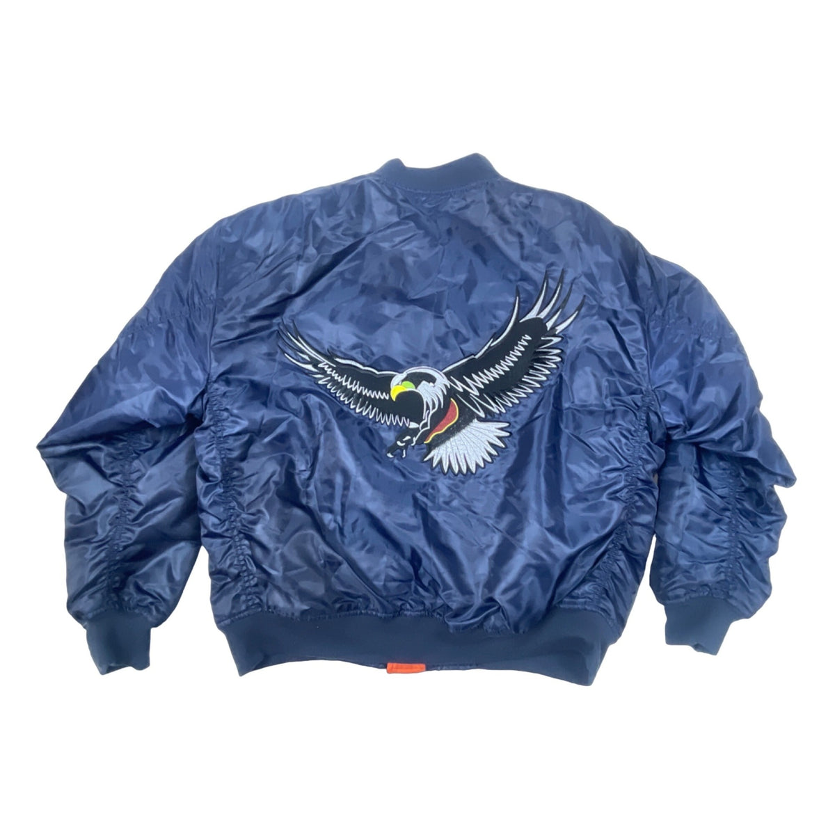 Men's Mao’s Eagle Blue and Orange Bomber Jacket Sz L - NWT