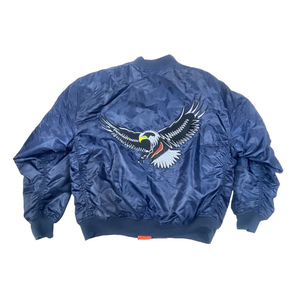 Men's Mao’s Eagle Blue and Orange Bomber Jacket Sz L - NWT