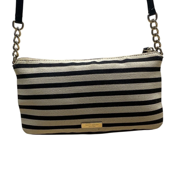 Kate Spade New York Black & Beige Patent Leather Bow Accent Crossbody Bag Sz S