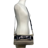 Kate Spade New York Black & Beige Patent Leather Bow Accent Crossbody Bag Sz S