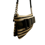 Kate Spade New York Black & Beige Patent Leather Bow Accent Crossbody Bag Sz S