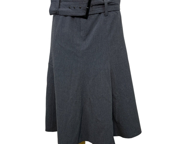 Grace Elements Women's Gray A Line Midi Skirt With Belt Size 6