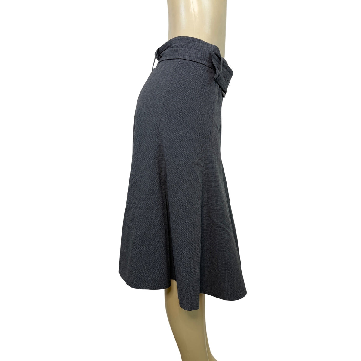 Grace Elements Women's Gray A Line Midi Skirt With Belt Size 6