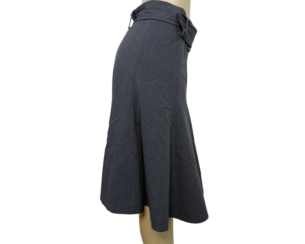 Grace Elements Women's Gray A Line Midi Skirt With Belt Size 6
