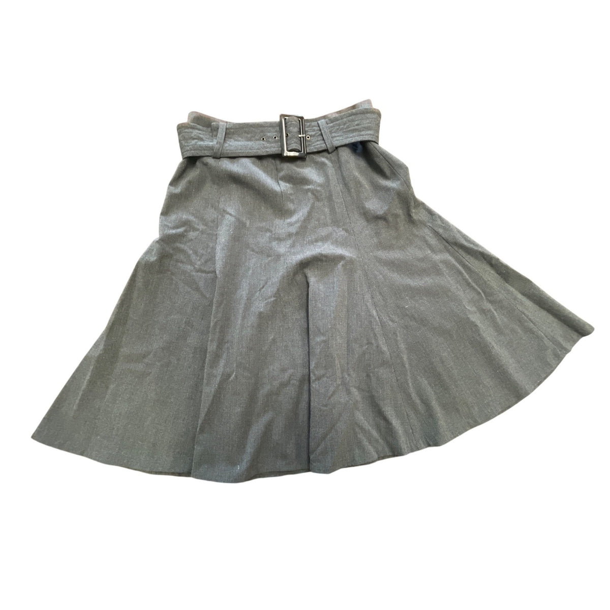 Grace Elements Women's Gray A Line Midi Skirt With Belt Size 6