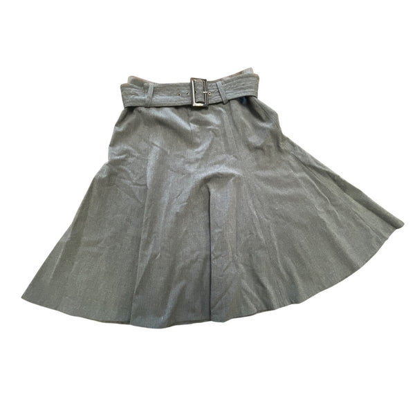 Grace Elements Women's Gray A Line Midi Skirt With Belt Size 6