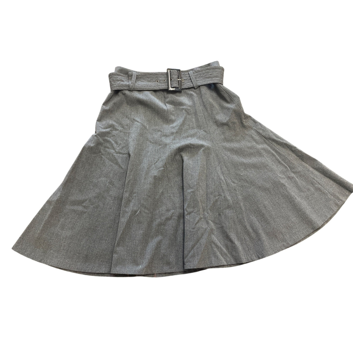 Grace Elements Women's Gray A Line Midi Skirt With Belt Size 6