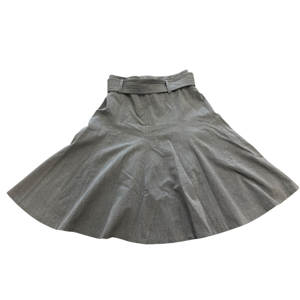 Grace Elements Women's Gray A Line Midi Skirt With Belt Size 6
