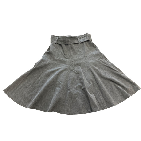Grace Elements Women's Gray A Line Midi Skirt With Belt Size 6
