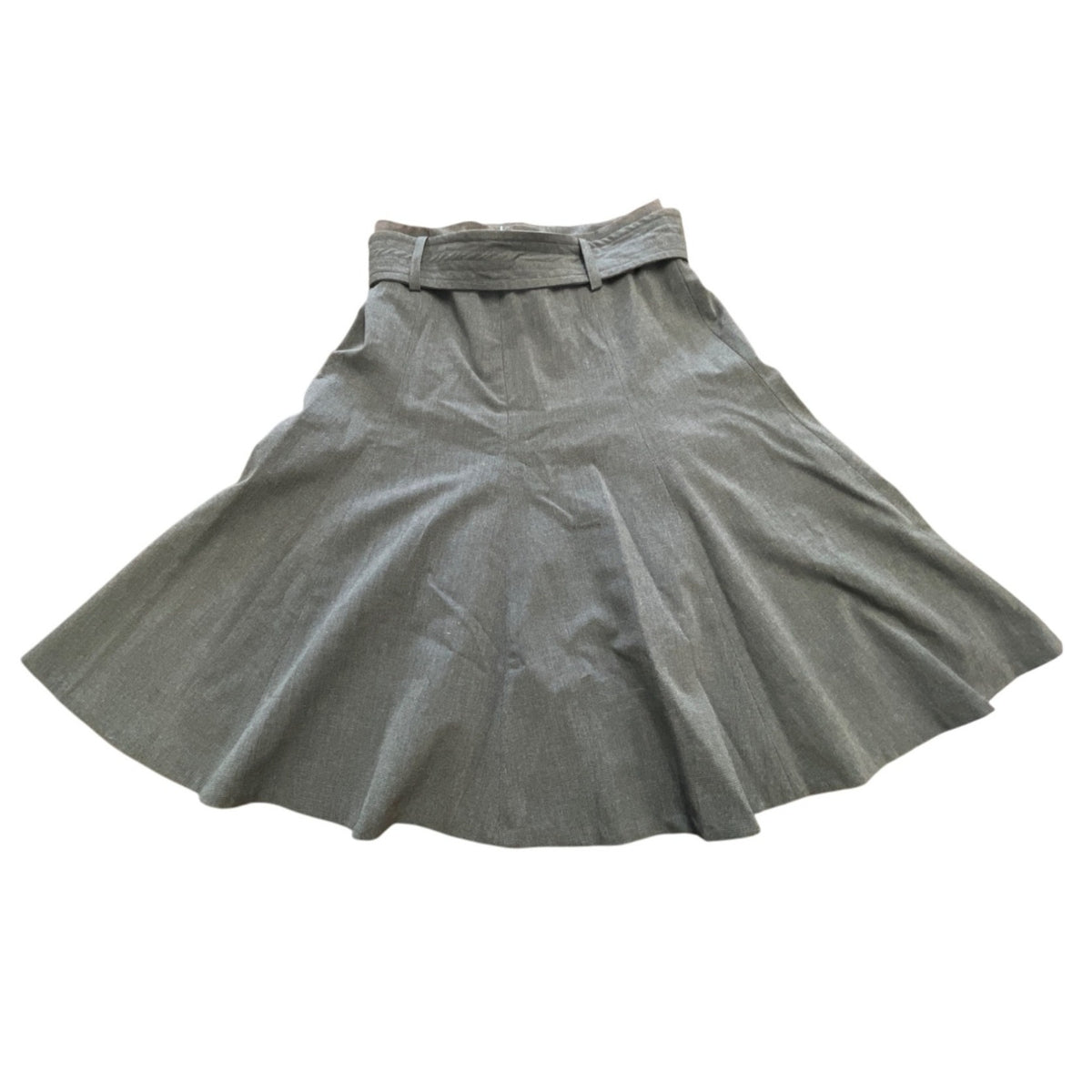Grace Elements Women's Gray A Line Midi Skirt With Belt Size 6