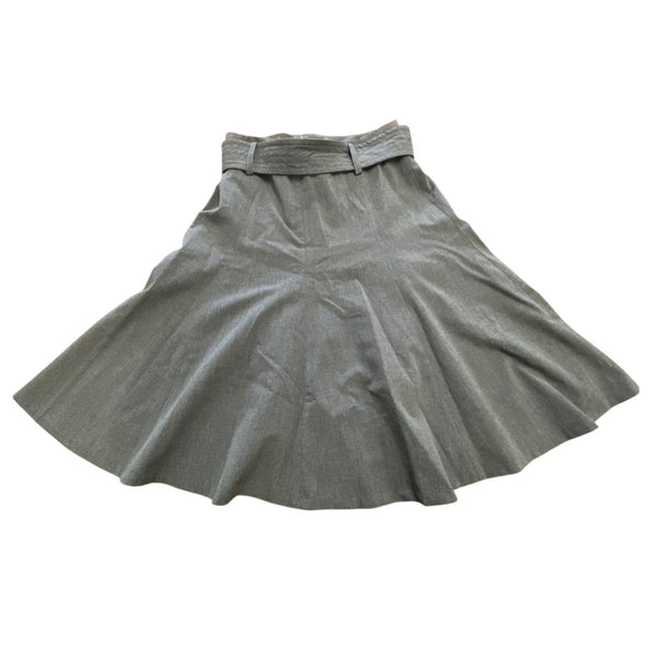 Grace Elements Women's Gray A Line Midi Skirt With Belt Size 6