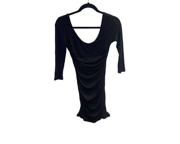 Forever 21 Women’s Black Ruched Bodycon Dress With Three-Quarter Sleeves Size Small