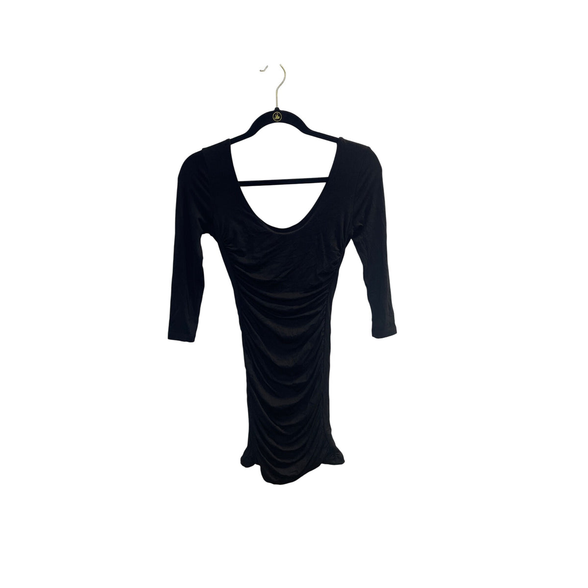 Forever 21 Women’s Black Ruched Bodycon Dress With Three-Quarter Sleeves Size Small