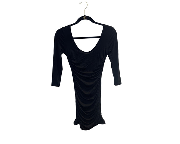 Forever 21 Women’s Black Ruched Bodycon Dress With Three-Quarter Sleeves Size Small