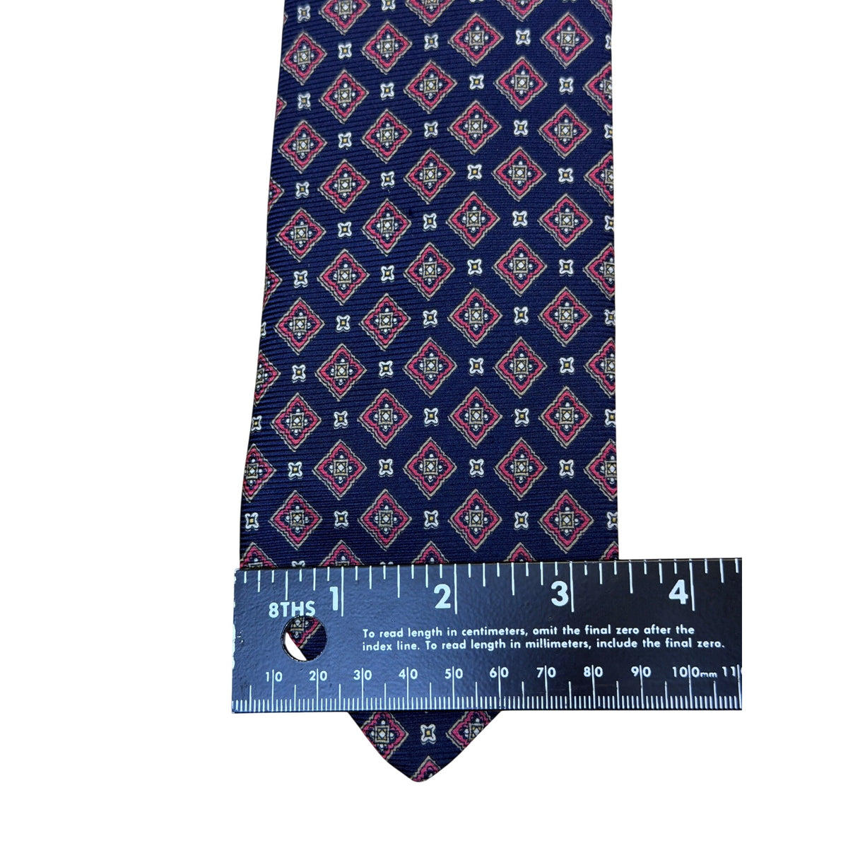 Vintage Brooks Brothers Blue Silk Printed Tie Geometric Diamond Pattern