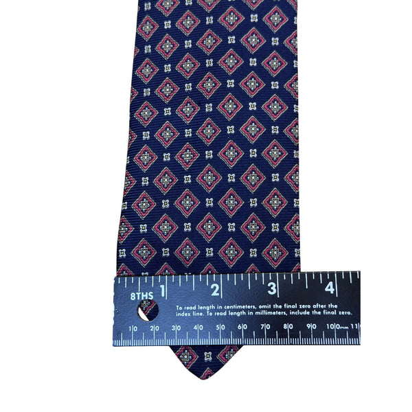 Vintage Brooks Brothers Blue Silk Printed Tie Geometric Diamond Pattern