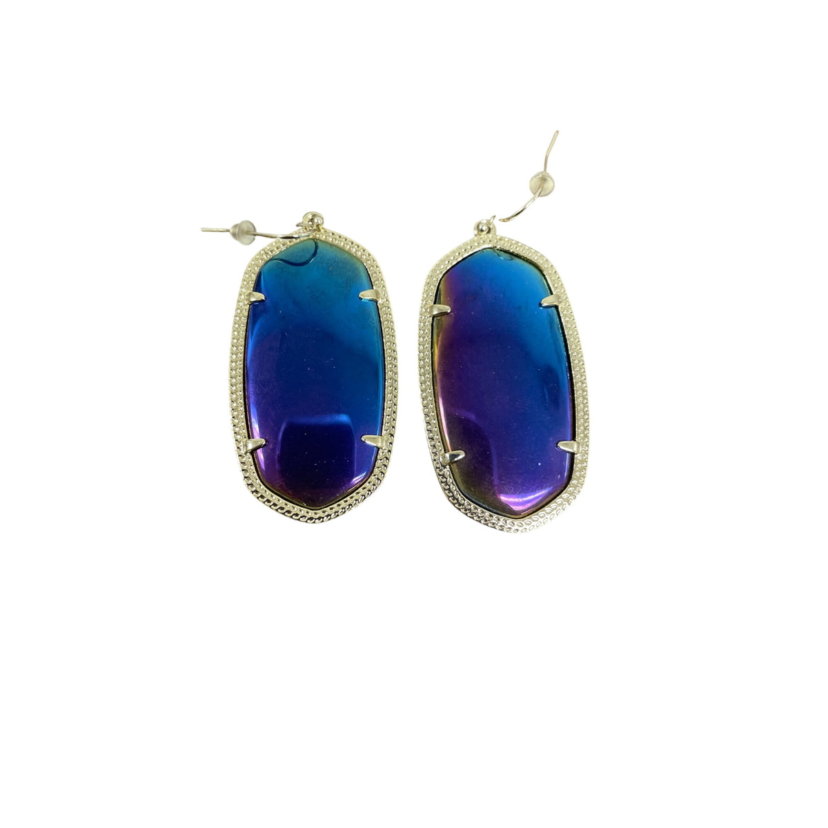 Kendra Scott Womens Iridescent & Black Drop Dangle Earrings Silver Tone Accent