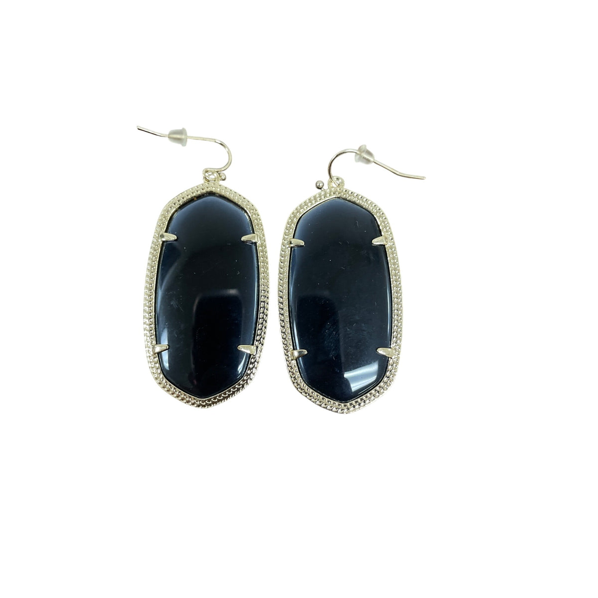 Kendra Scott Womens Iridescent & Black Drop Dangle Earrings Silver Tone Accent