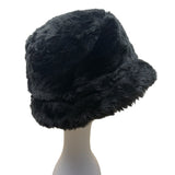 Black Faux Fur Bucket Hat One Size Fits Most Soft & Plush Material Lined