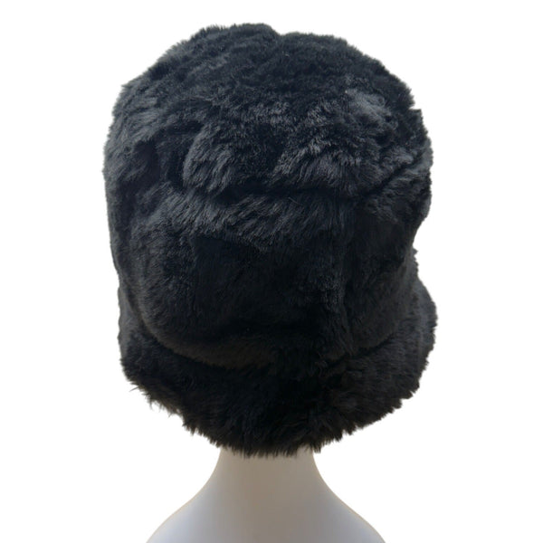 Black Faux Fur Bucket Hat One Size Fits Most Soft & Plush Material Lined