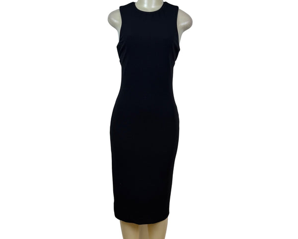 Dress The Population Womens Black Sleeveless Open Back Midi Dress Size L