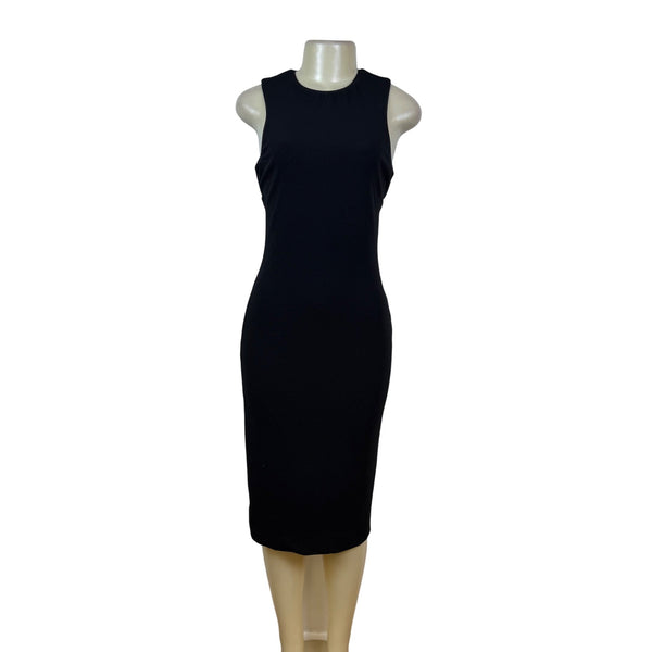 Dress The Population Womens Black Sleeveless Open Back Midi Dress Size L