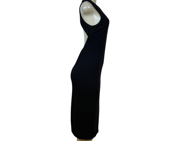 Dress The Population Womens Black Sleeveless Open Back Midi Dress Size L
