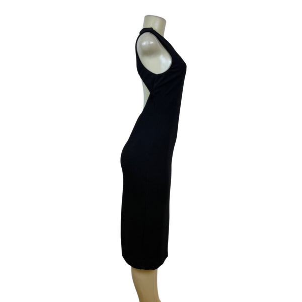 Dress The Population Womens Black Sleeveless Open Back Midi Dress Size L
