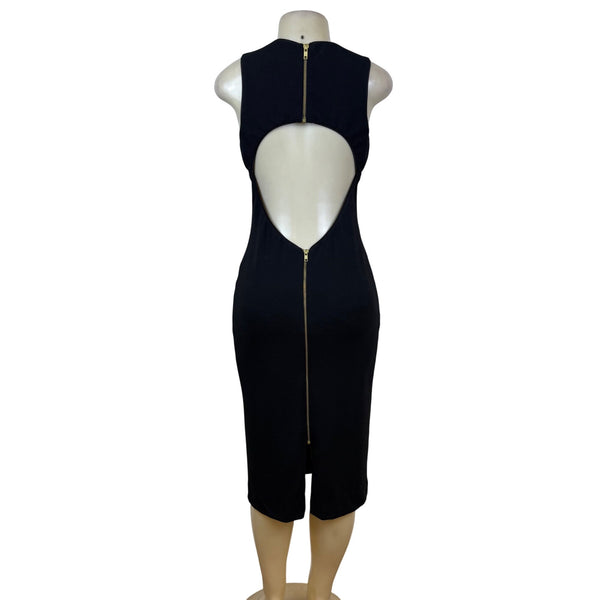 Dress The Population Womens Black Sleeveless Open Back Midi Dress Size L