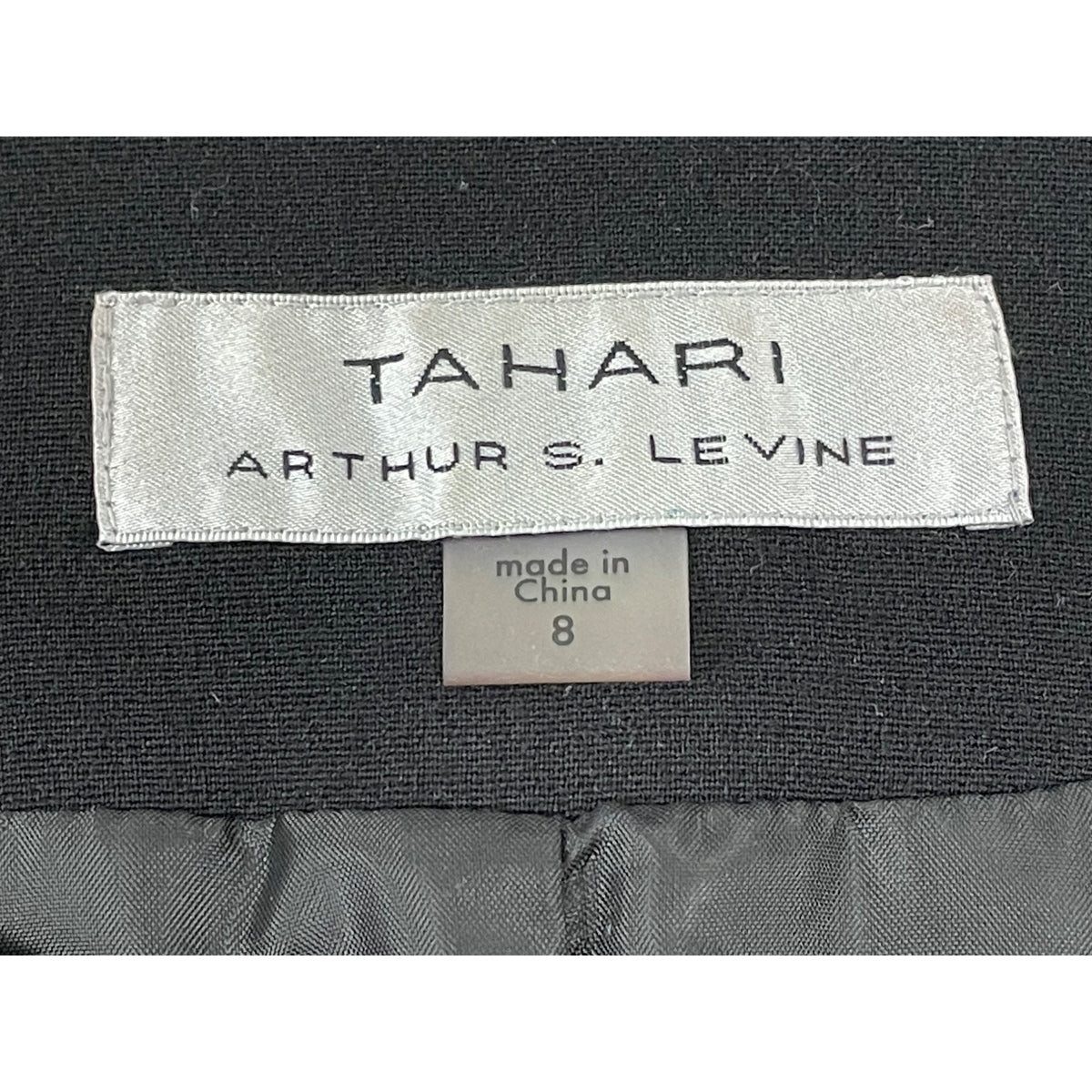 Tahari Arthur S. Levine Black Embroidered 3/4 Sleeve Open Front Womens Coat Size 8