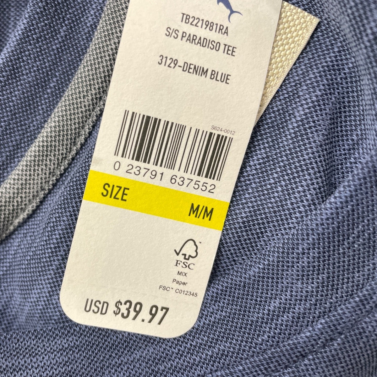 Tommy Bahama Men's Denim Blue Short Sleeve T Shirt Size M