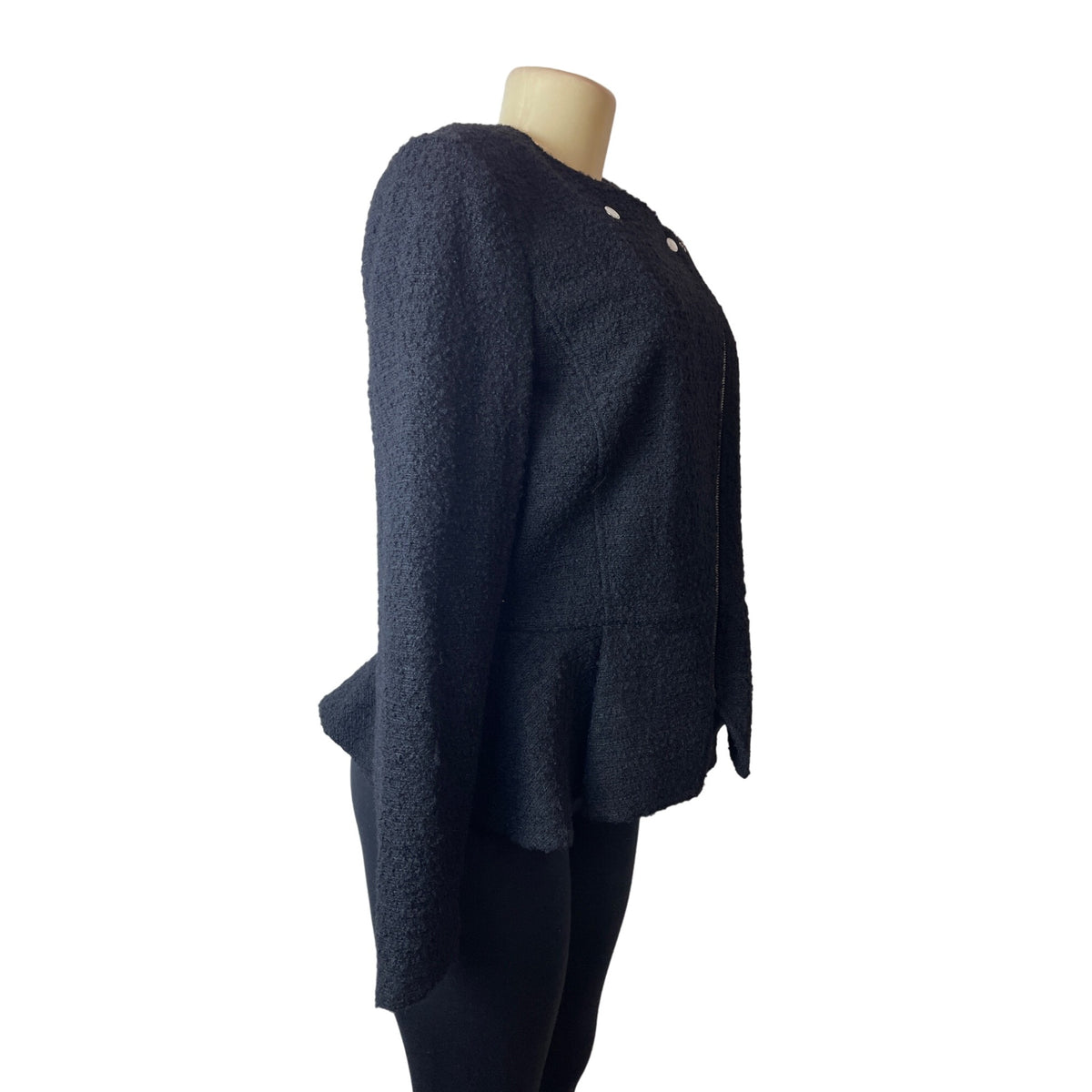 Michael Kors Women Black Zip Up Collarless Coat Size 8