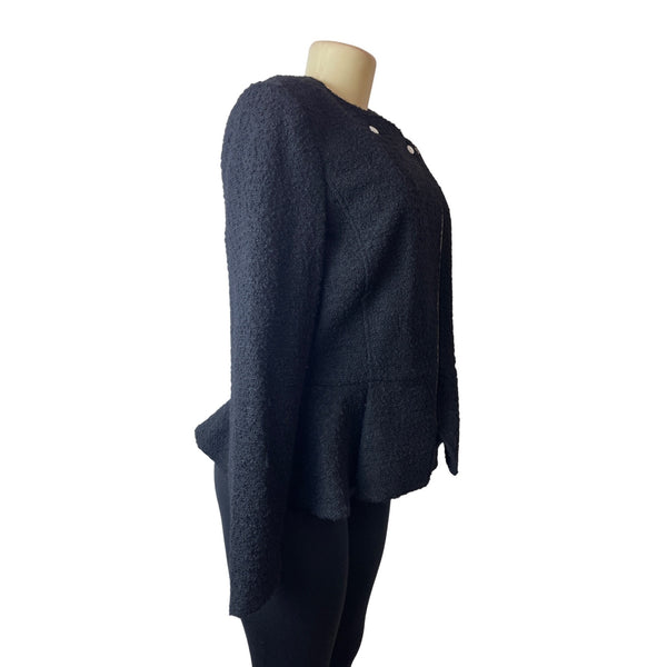 Michael Kors Women Black Zip Up Collarless Coat Size 8